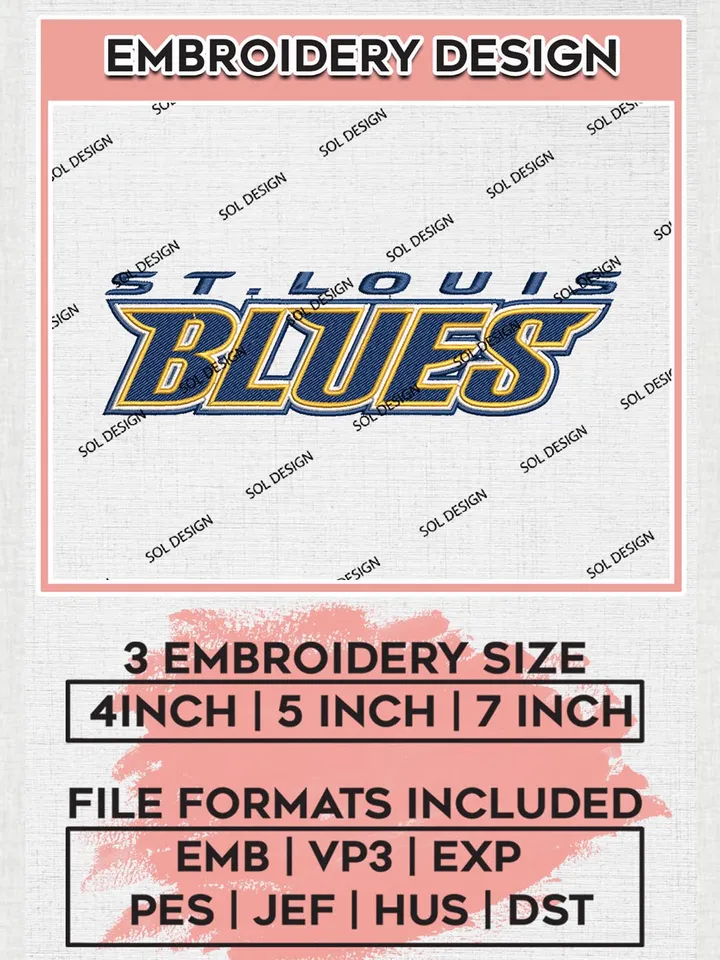 NHL Blues Word Logo Embroidery Designs, NHL St. Louis Blues Team Logo Embroidery, Hockey Team Logo Emb Files, NHL Embroidery Designs, NHL Machine Embroidery Designs, Digital Download