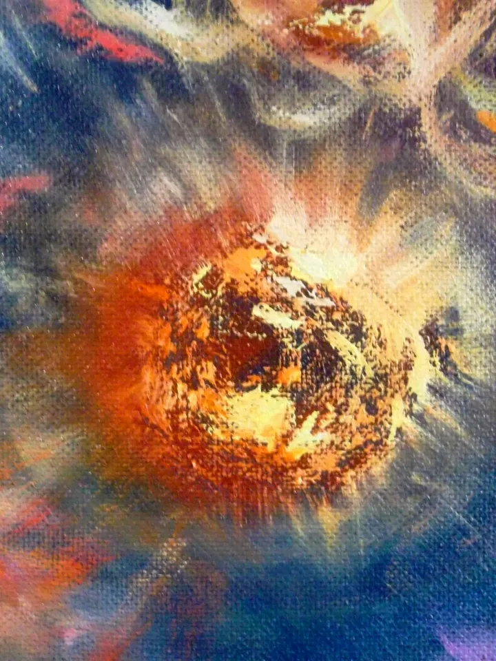 Abstract Girl Art Original Oil Painting Space Cosmos Woman Artist Svinar Oksana