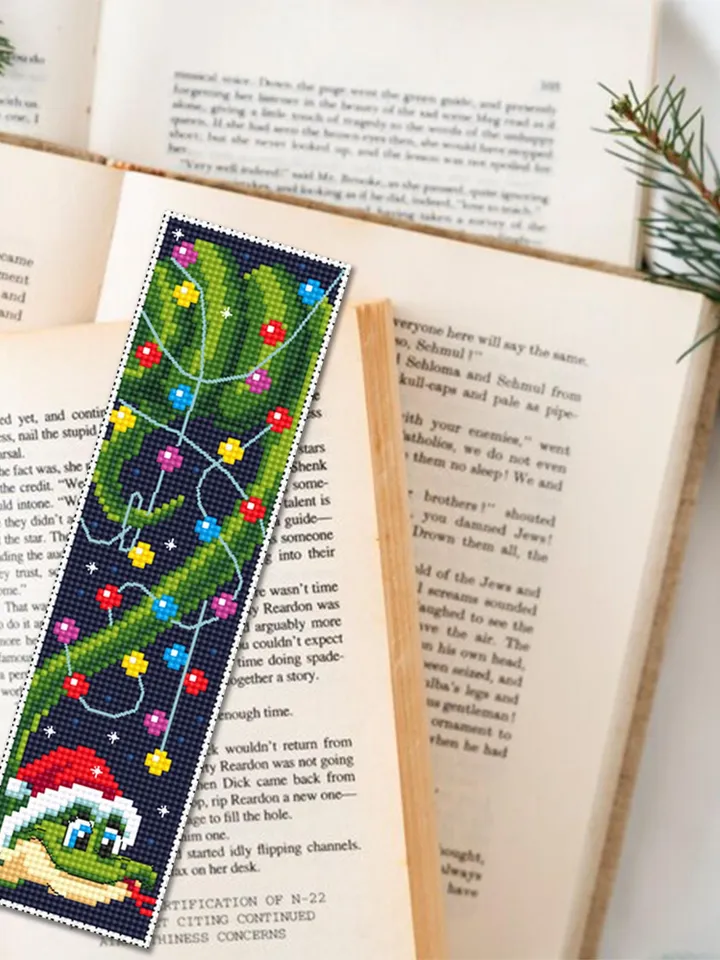 Christmas bookmark cross stitch pattern PDF download Funny snake cross stitch chart, Snake bookmark pattern digital PDF Happy new year #B363