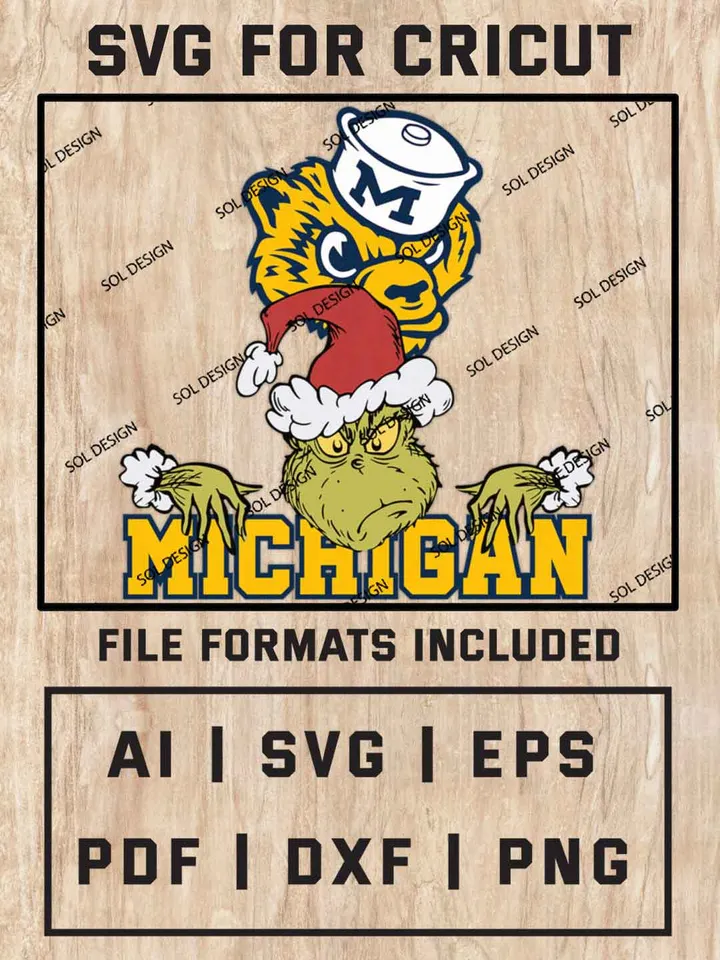 Grinch Michigan Wolverines SVG, NCAA SVG Design, NCAA Michigan Wolverines SVG, NCAA Michigan Cricut, Christmas Svg, Grinch svg, Digital Download