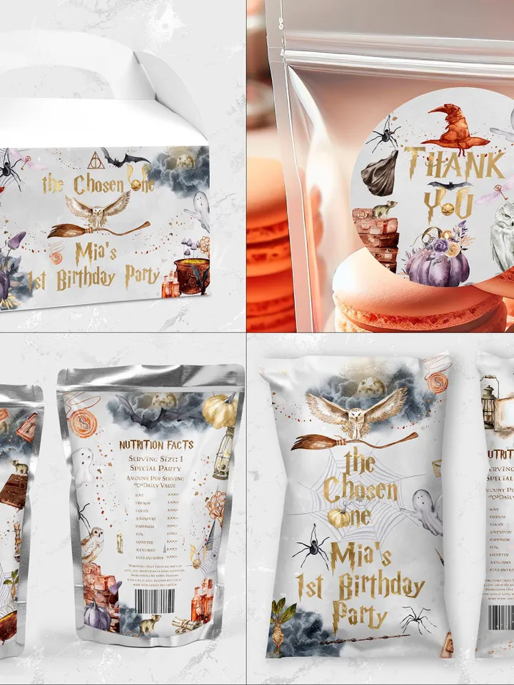 The Chosen One Big Bundle; Wizard Birthday Party Bundle Templates; Magic School Birthday Party Template; Editable Wizard Party Template; a1