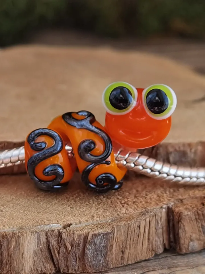 Snake beads Glass snake dread beads Large hole beads European beads European bracelet Snake Charm beads snake lampwork beads big hole bead