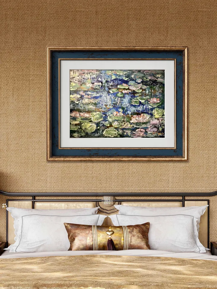 Waterlillies original oil painting on stretched canvas,textured impasto painting,pond of waterlilles,impressionistic,wall hanging,gift.