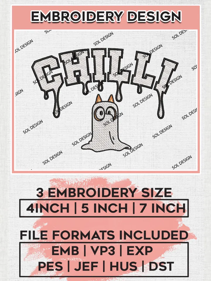 Halloween Chilli Heeler Boo Ghost Costume Drop Blood Name Embroidery designs, Hapy Halloween Machine embroidery designs, Bluey Character embroidery files, Trick Or Treat Machine Embroidery Digitized Pes Files, Digital Download