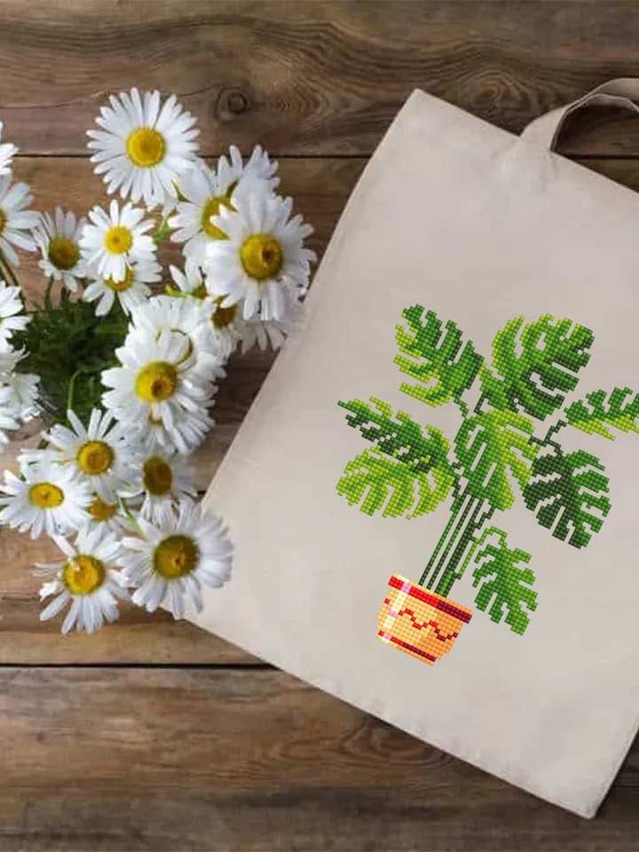 Plant Monstera cross stitch pattern PDF download House plants cross stitch chart, Easy small cross stitch, Monstera art Plant lover gift #P2