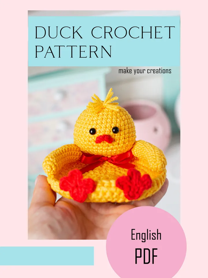 Crochet pattern amigurumi chick coaster toy pattern PDF file in ENG for beginners