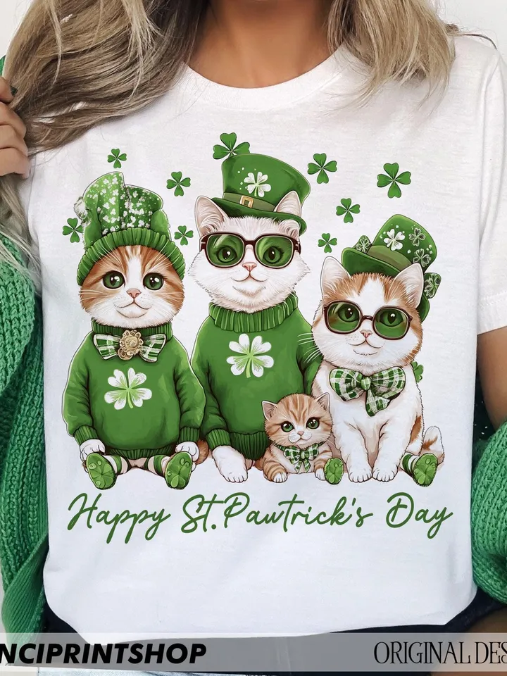 Happy St Pawtrick's Day png, St Pawtrick's Cats png, Funny St Patrick's png, St Patrick's Day png, Irish Shamrock png, Cat lover png,cat png