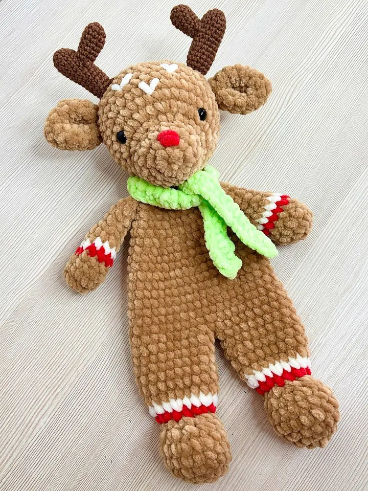 Crochet deer snuggler pattern Amigurumi Christmas deer tutorial Crochet cuddle toy pattern