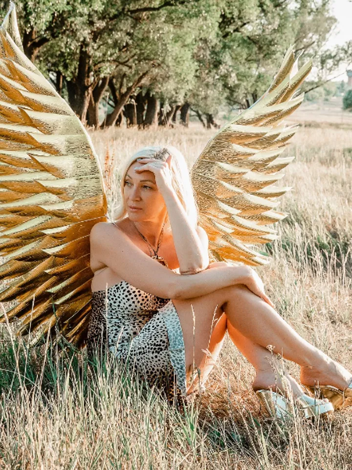 Angel Wings, Gold Angel Wings, Cosplay Wings, SparklingWings, Adult Accessory for Divine, Fairy, Goddess & Queen Costume