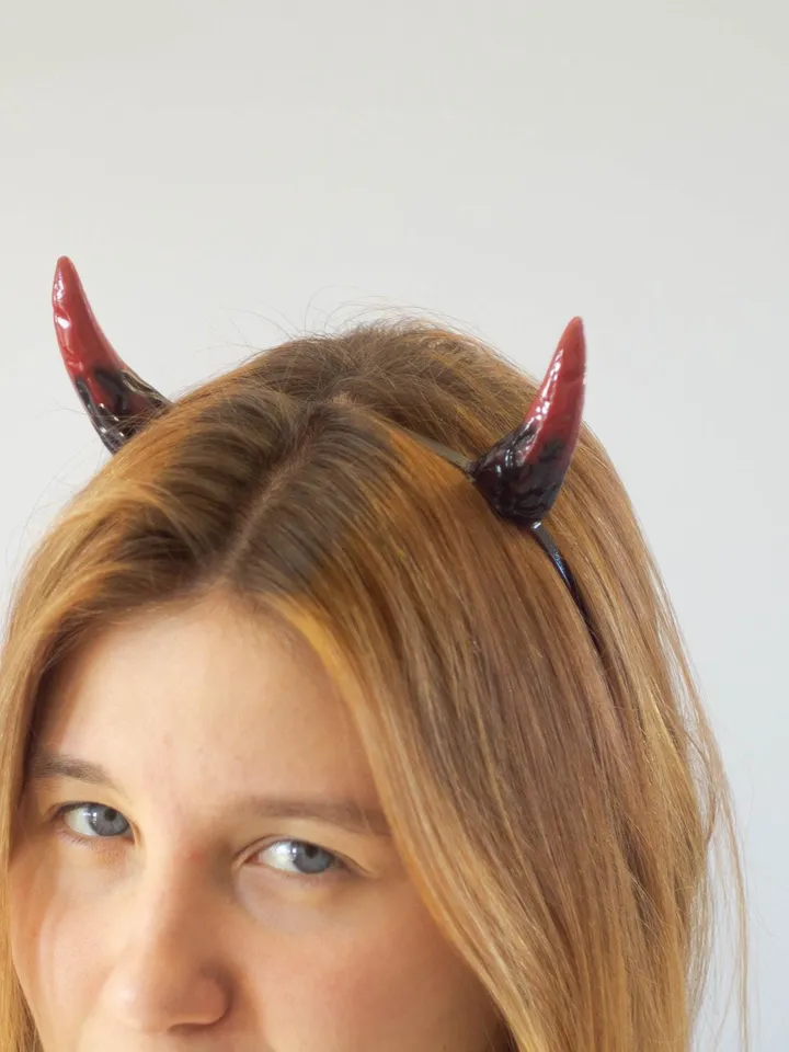 Small Devil Horns, Devil Horns Headband for Halloween, Red Devil Horns, Realistic Fantasy Cosplay Horns