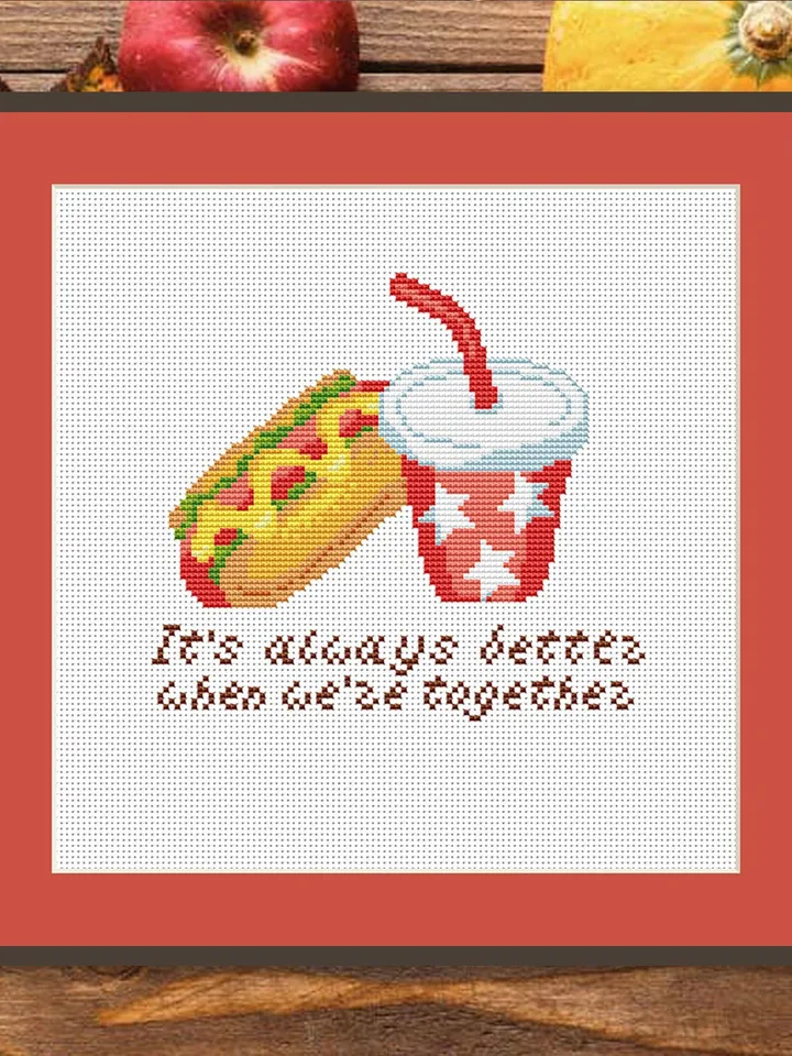Hot Dog and Cola Cross Stitch Pattern, Kitchen Cross Stitch, Embroidery Cola, Hot Dog Cross Stitch Pattern, Modern Cross Stitch #kt029