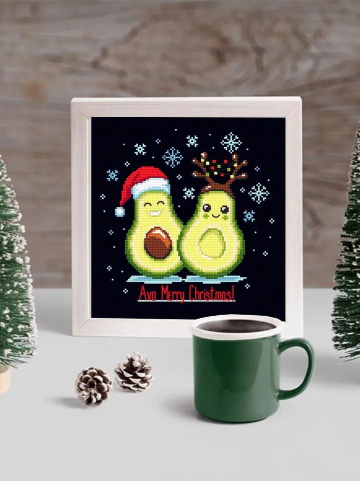 Avo Merry Christmas cross stitch pattern download PDF Funny Christmas avocado cross stitch, Holiday embroidery beginner, Kawaii avocado #N70