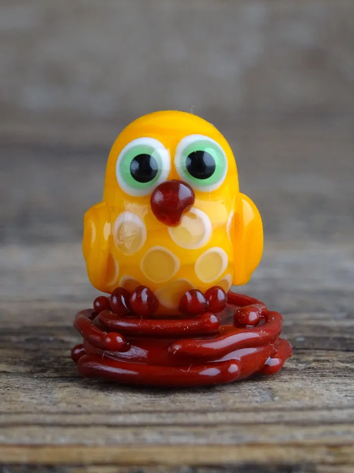 OWL GIFTS Owl figurine Glass Owl decor Owl statue Miniature Owl ornament Owl teacher gift Owl totem Tiny glass animals Owl bead Easter gift