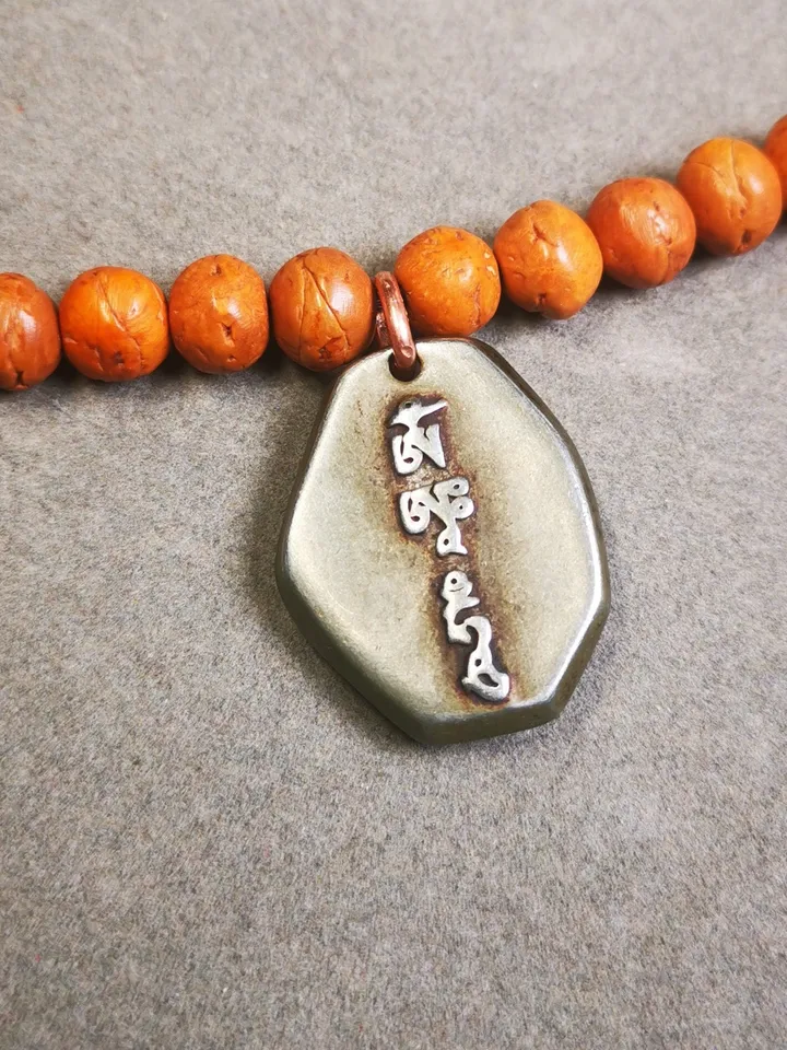 Gandhanra Handmade Tibetan Mala Pendant,Drashi Lhamo,Zashi Lhamo Amulet for Prayer Beads,Necklace,Bag Hanging,1.1&quot; × 0.9&quot;
