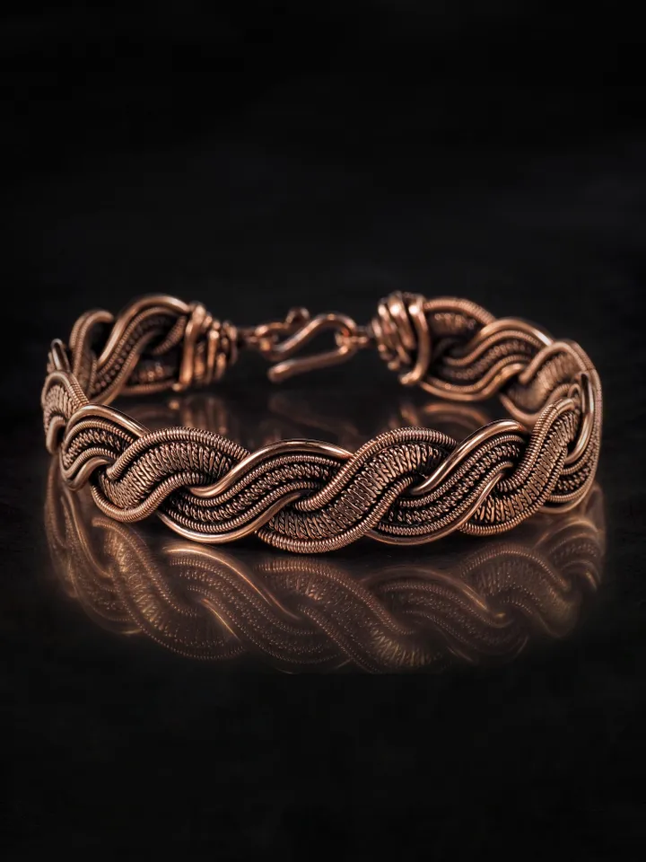 Woven copper wire bracelet Antique style handcrafted copper jewelry Unique gift