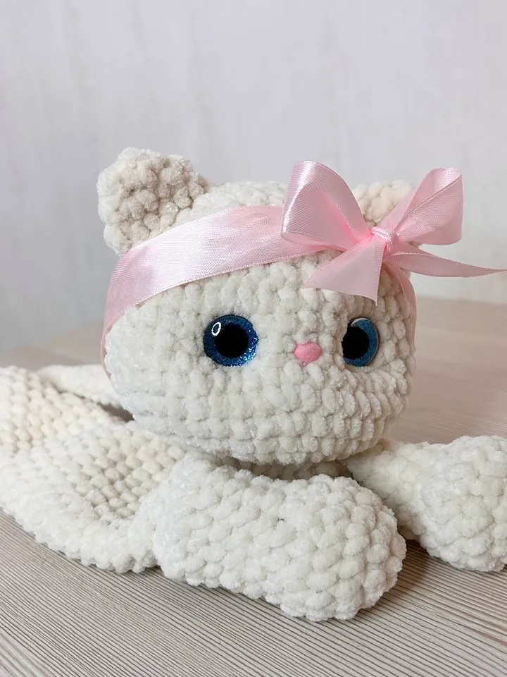 Handmade cat lovey Baby kitty snuggler Cuddle toy for kids