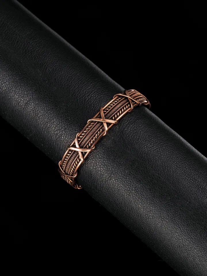 Woven copper wire bracelet Antique style handcrafted copper jewelry Unique gift