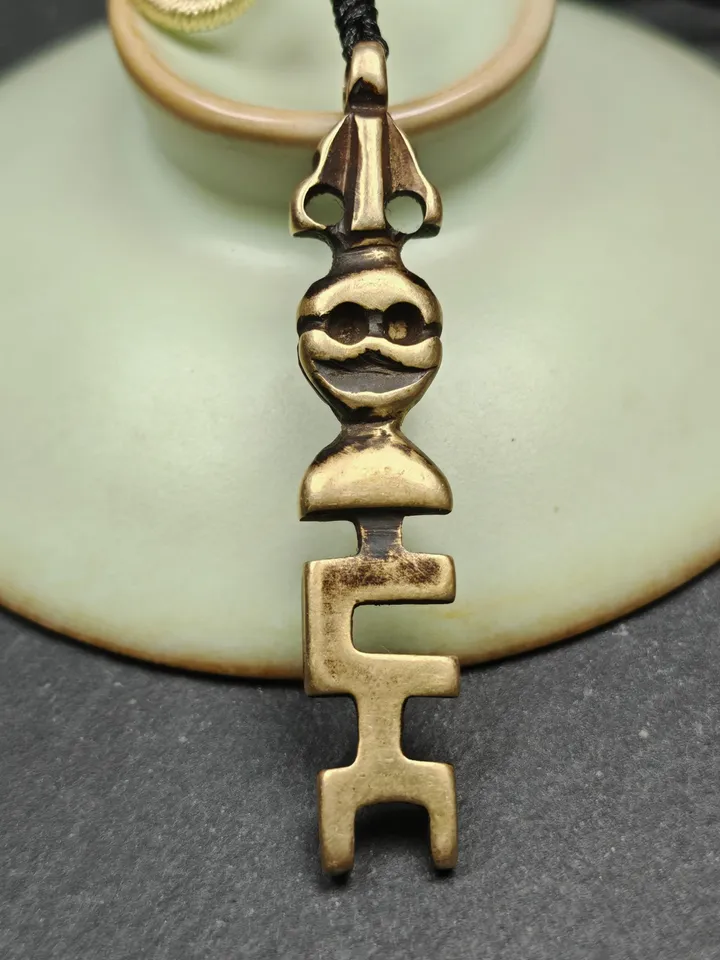 Antique Tibetan Amulet,The Key of Heart Pendant, Gandhanra Handmade Himalayan Style Pendant,Lucky Charm,Made of Lima Brass