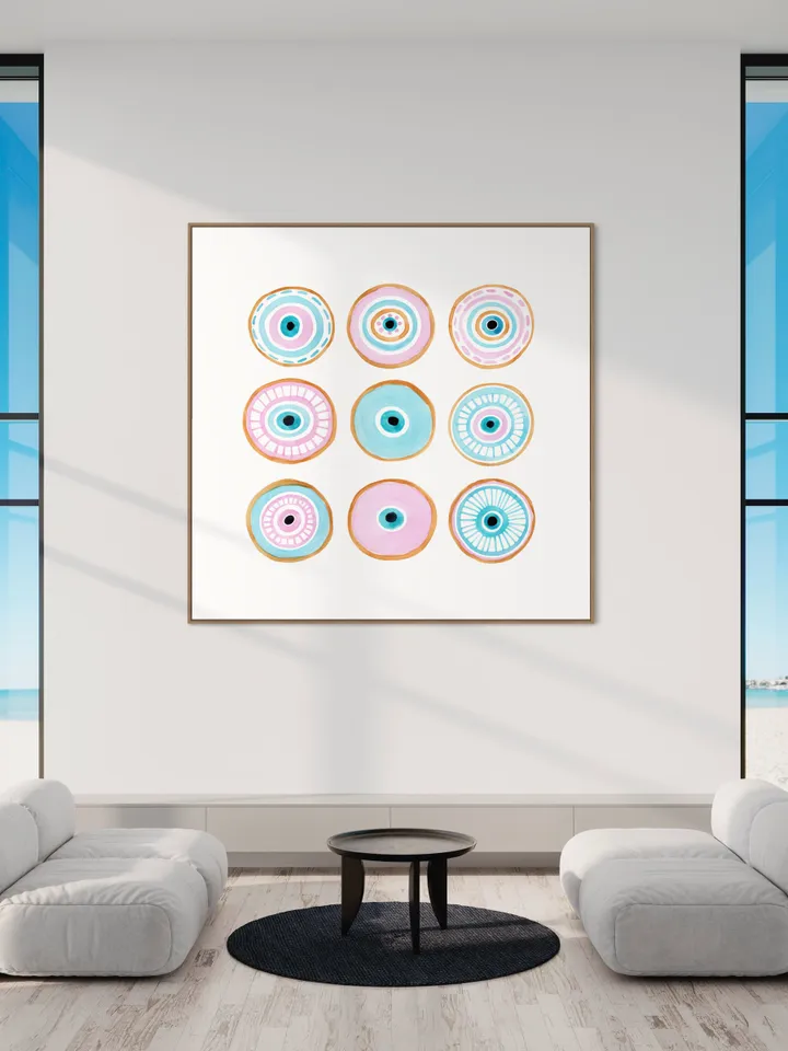 Evil Eye Print Evil Eye Art Evil Eye Wall Art Evil Eye Home Decor Turkish Wall Art Blue Pink Evil Eye Evil Eye Painting Bohemian Dorm Art