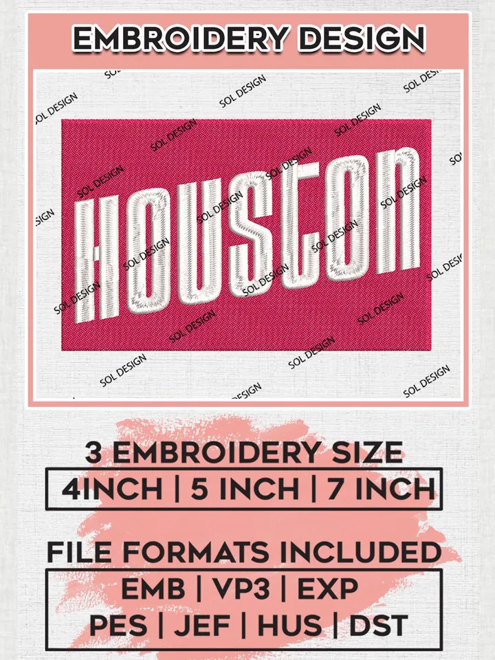 NBA Houston Rockets Embroidery Files, NBA teams, NBA Rockets Embroidery Designs, NBA Machine Embroidery Designs, Digital Download
