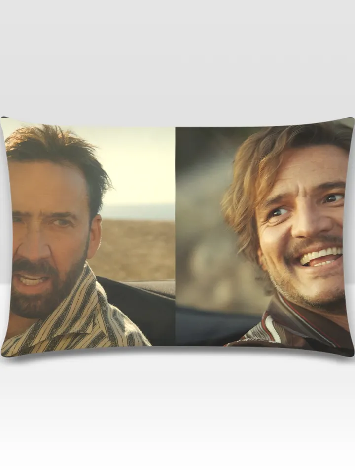 Nicolas Cage Looking at Pedro Pascal Meme Pillow Case (2 Sided Print)