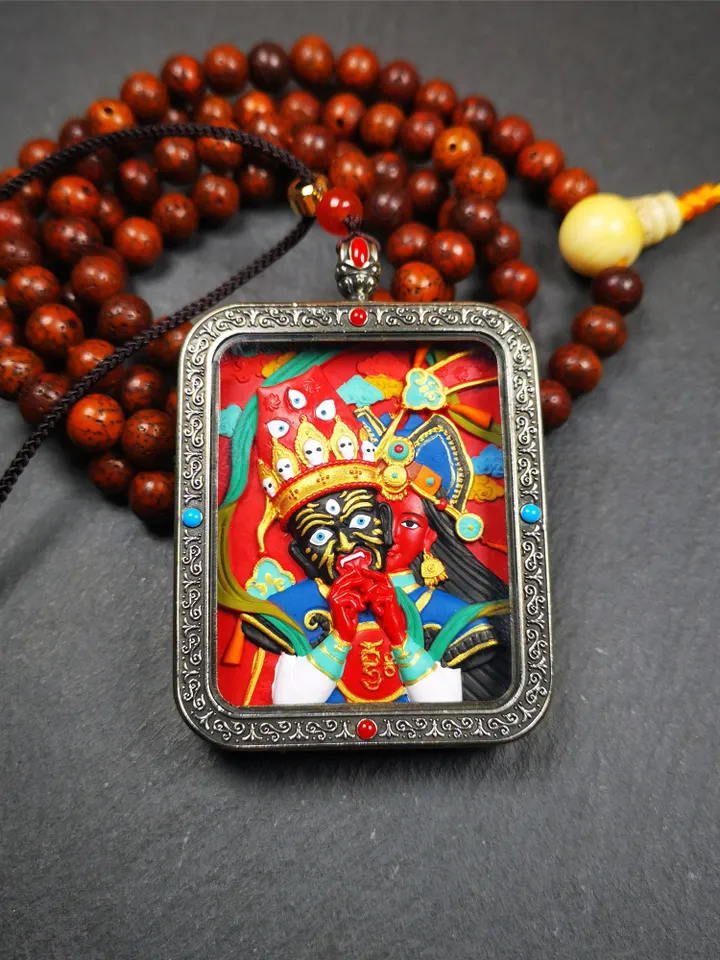 Gandhanra Handmade Tibetan Gau Ghau Shrine,Consecration Shri Devi Tsa Tsa,Drashi Lhamo,Zashi Lhamo,Mini Tibetan Buddhist Altar Amulet