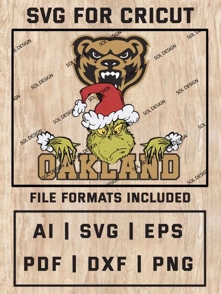 Grinch Oakland Golden Grizzlies SVG, NCAA SVG Design, NCAA Oakland SVG, NCAA Oakland Golden Grizzlies Team Cricut, Christmas Svg, Grinch svg, Digital Download