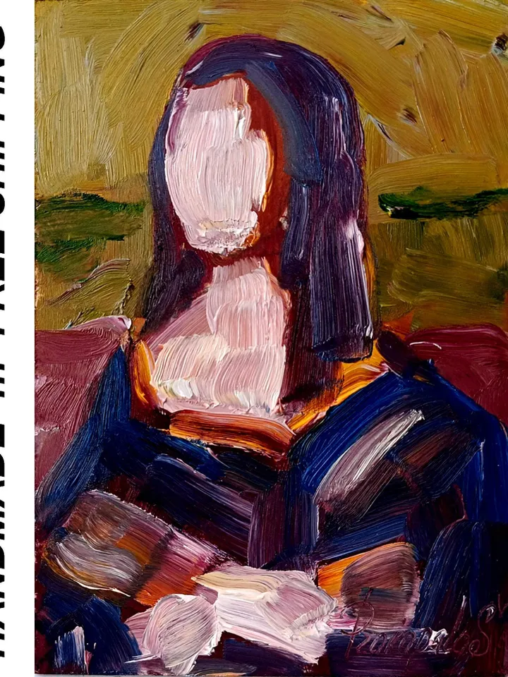 Woman Painting Original Art Portrait Woman Art Abstract Portrait original copy Mona Lisa Art Modern Surrealism Art 7x5 by ArtProkopaloSv