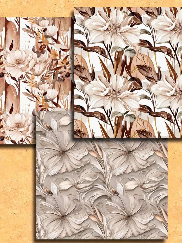 Elegant seamless pattern with flowers in light pastel colors 14 files. Invitation design, digital printed art, for creativity.