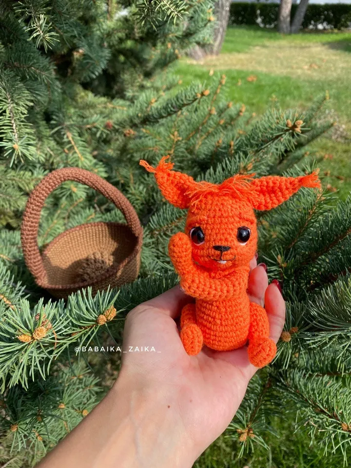 PDF Crochet Squirrel in the Basket Pattern, Amigurumi Squirrel, Crochet Forest Pattern, Crochet Squirrel, Amigurumi animal, Forest toy
