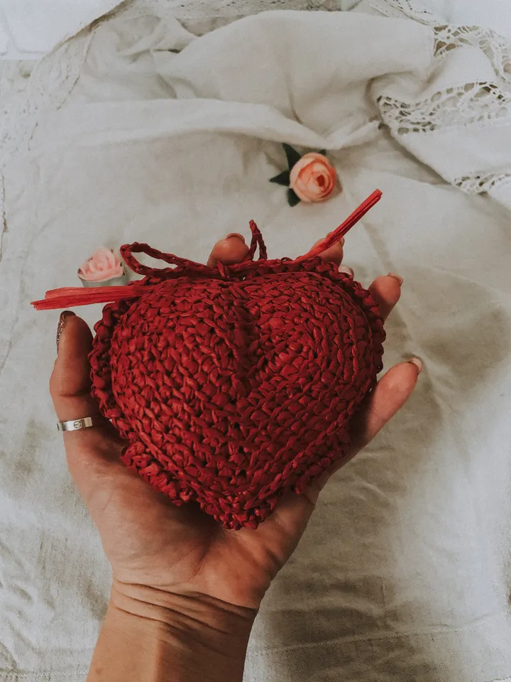 Red coaster heart set 3 Valentines gift in box, fall table decor
