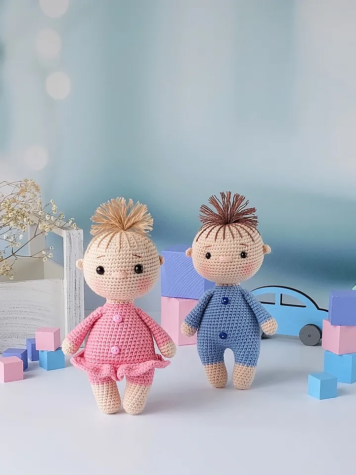 Crochet pattern of mini dolls in English. Crochet pattern doll. Tutorial crochet doll. Pattern baby doll. Pattern toys.