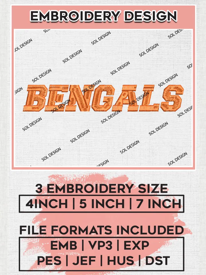 NCAA Bengals Team Writing Logo Embroidery Design Files, NCAA Idaho State Bengals Machine Embroidery, NCAA Teams, 3 sizes, NCAA Machine embroidery designs, Digital Download