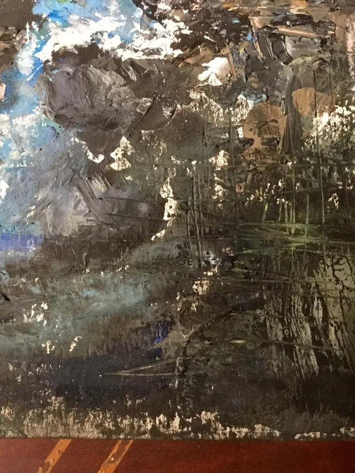 Rocks and ocean original acrylic mix media painting on paper,wall art,semi abstract seascape.