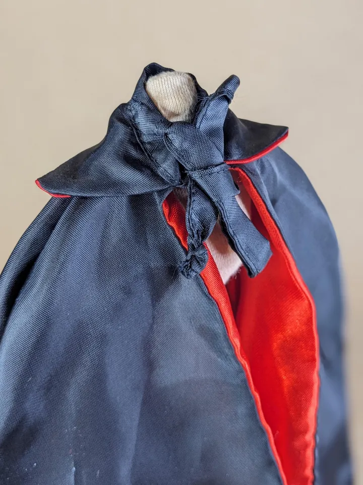 Handmade two-sided black & red Halloween Vampire cape for 12 inches fashion dolls