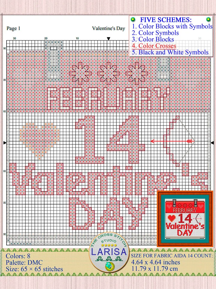 Valentine’s Day Cross Stitch Pattern | February 14