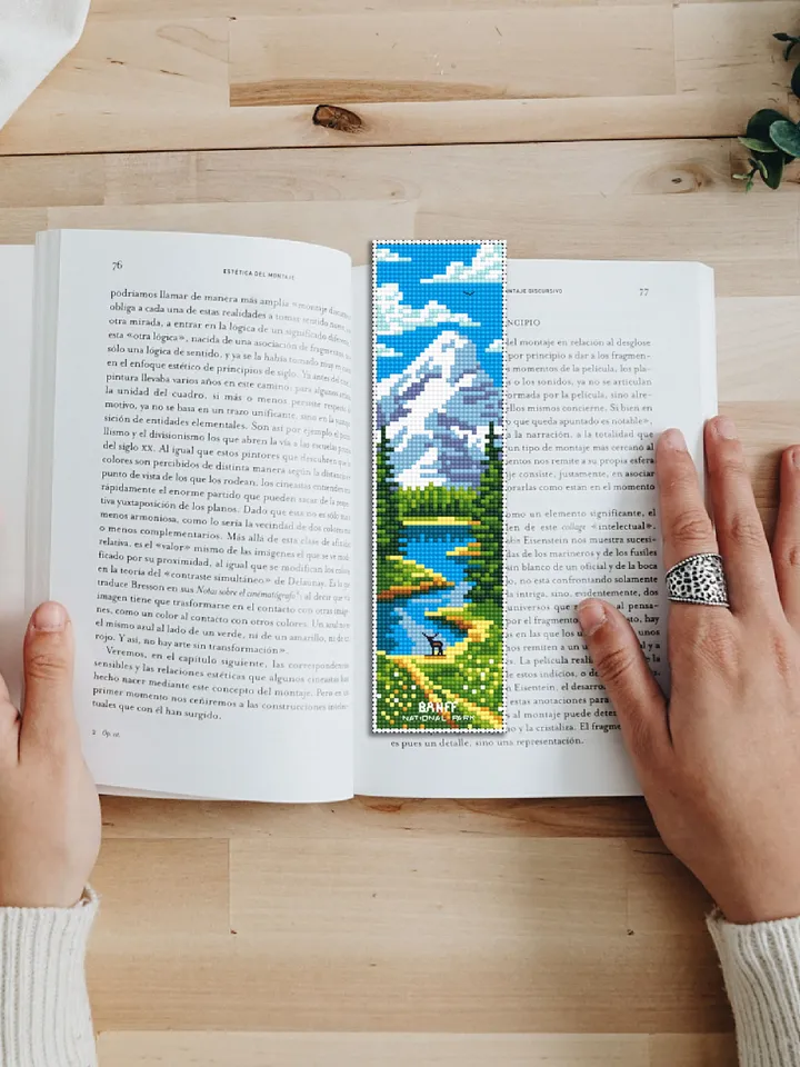 Banff national park bookmark cross stitch pattern PDF download Nature cross stitch chart, Digital bookmark pattern PDF Book lover gift #B224