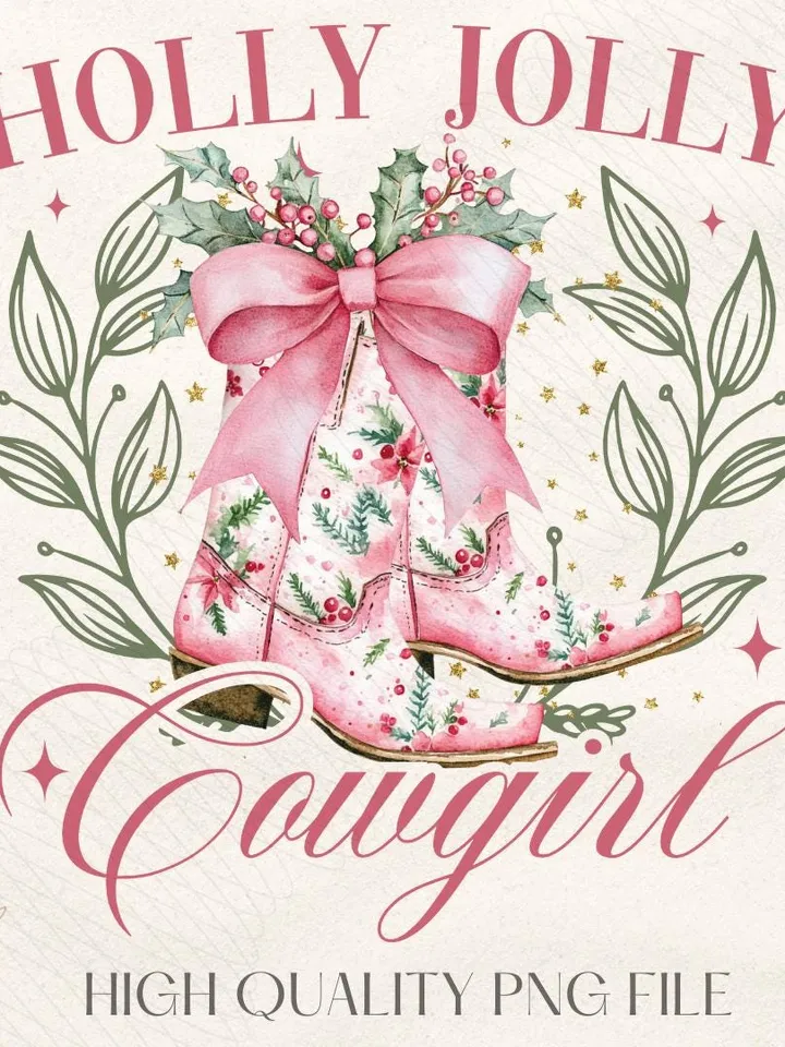 Pink Coquette Cowgirl Christmas PNG, Christmas Season Png, Christmas Highland Cow Bow PNG, Funny Christmas png, Retro Christmas western png