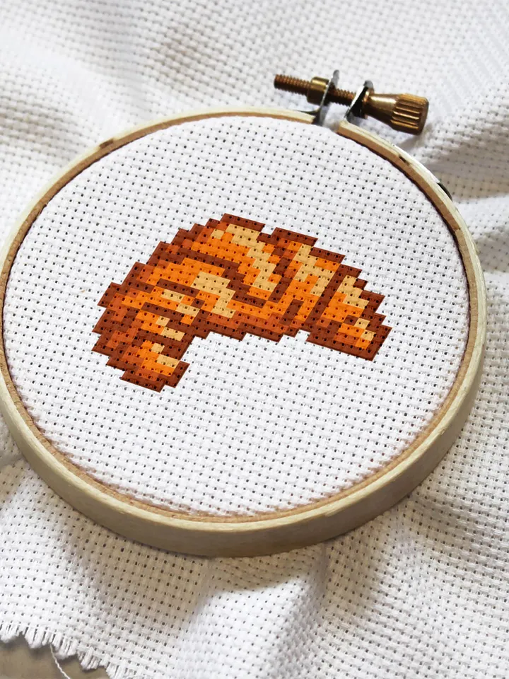 Croissant small cross stitch pattern PDF Easy mini cross stitch chart, Minimalistic food cross stitch Instant download PDF, Home decor #F11