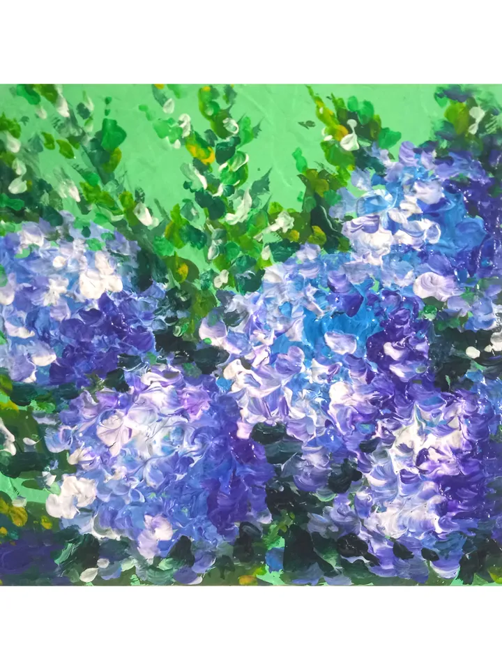 Hydrangea Painting Floral Original Art Flower Artwork Acrylic Painting 8 by 8 Above Sofa Art by TatianaArtShop