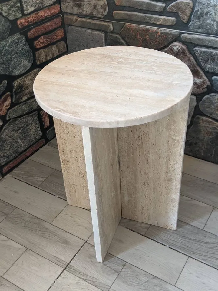 Travertine Marble side table, end table, italian marble 100% handmade, coffe table