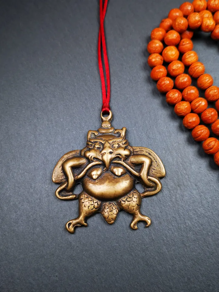 Gandhanra Antique Tibetan Buddhist Amulet,Garuda,Garula,Suparna,Golden-winged Bird Pendant,Made of Copper