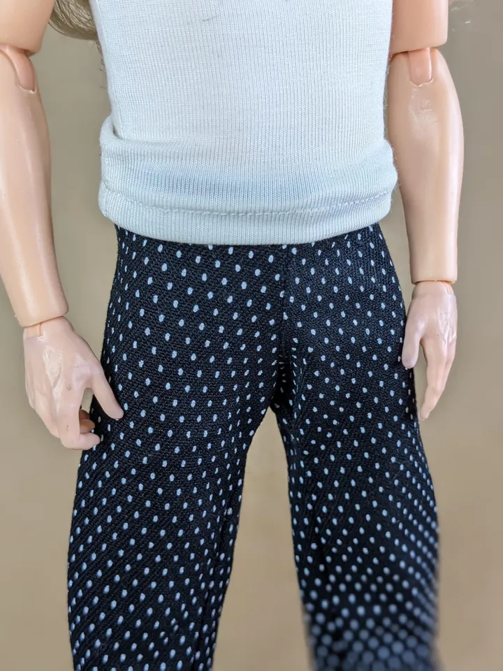 Black & white polka dot pants for 12-inch fashion male dolls