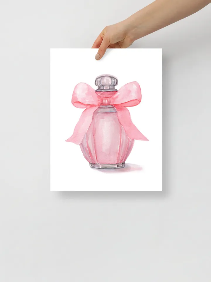 Pink Perfume Bottle Art Print, Fashion Print, Watercolor Painting, Trendy Pop Art, Pink Bedroom Decor, Girls Room Decor, Cute Pretty Blush