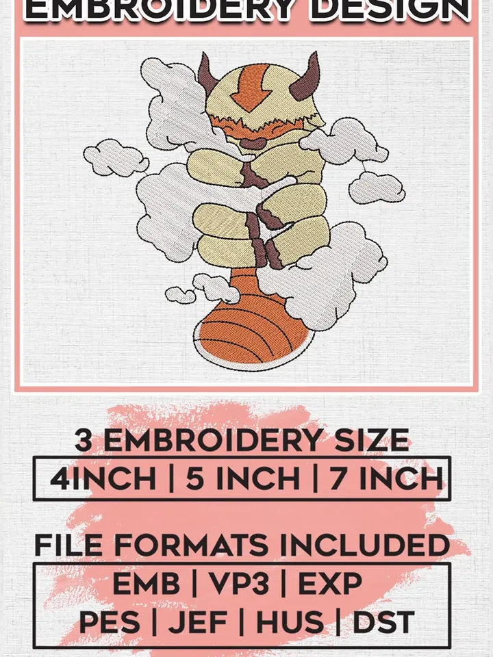 Appa Embroidery Designs, Appa Logo Embroidery Files, Avatar Machine Embroidery Pattern
EMB_ANIME_242