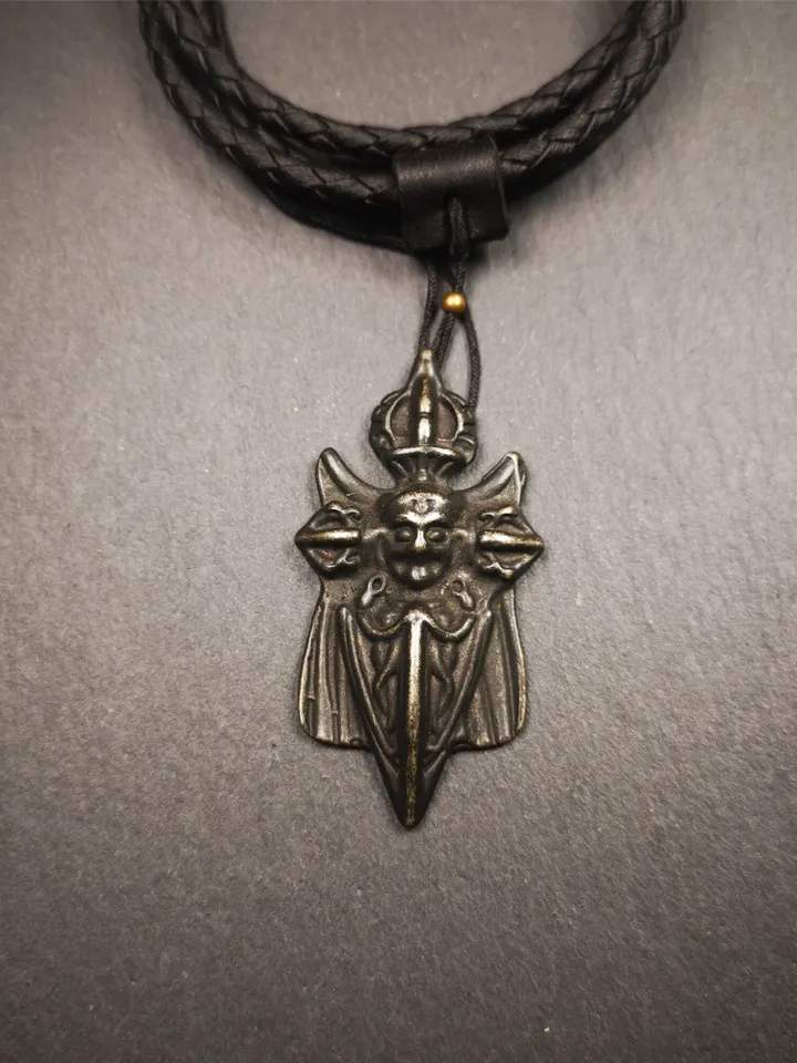 Gandhanra Antique Tibetan Buddhist Amulet,Black Garuda,Garula,Suparna,Golden-winged Bird Pendant,Made of Thokcha, 2.2 Inches
