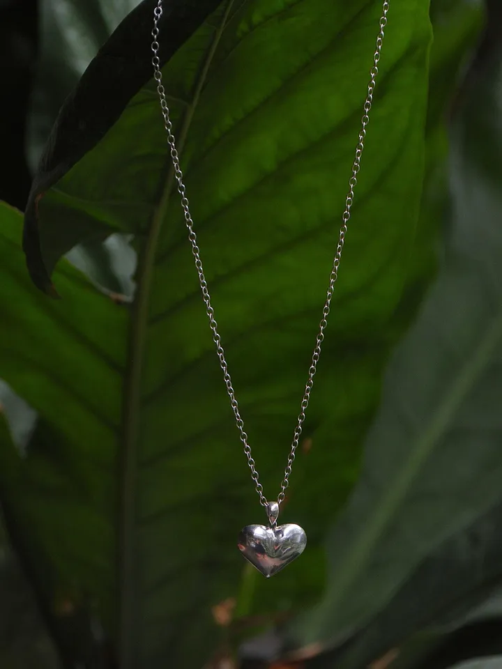 Sterling silver big heart pendant necklace / handmade jewellery/ silver jewellery