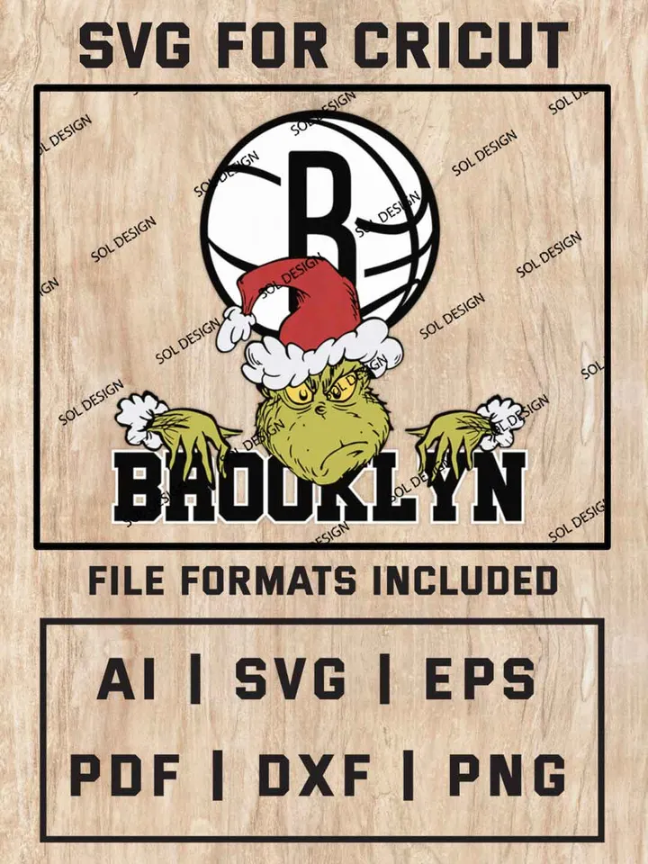 Grinch Brooklyn Nets SVG, NBA SVG Design, NBA Brooklyn Nets SVG, NBA Nets Cricut, Christmas Svg, Grinch svg, Digital Download