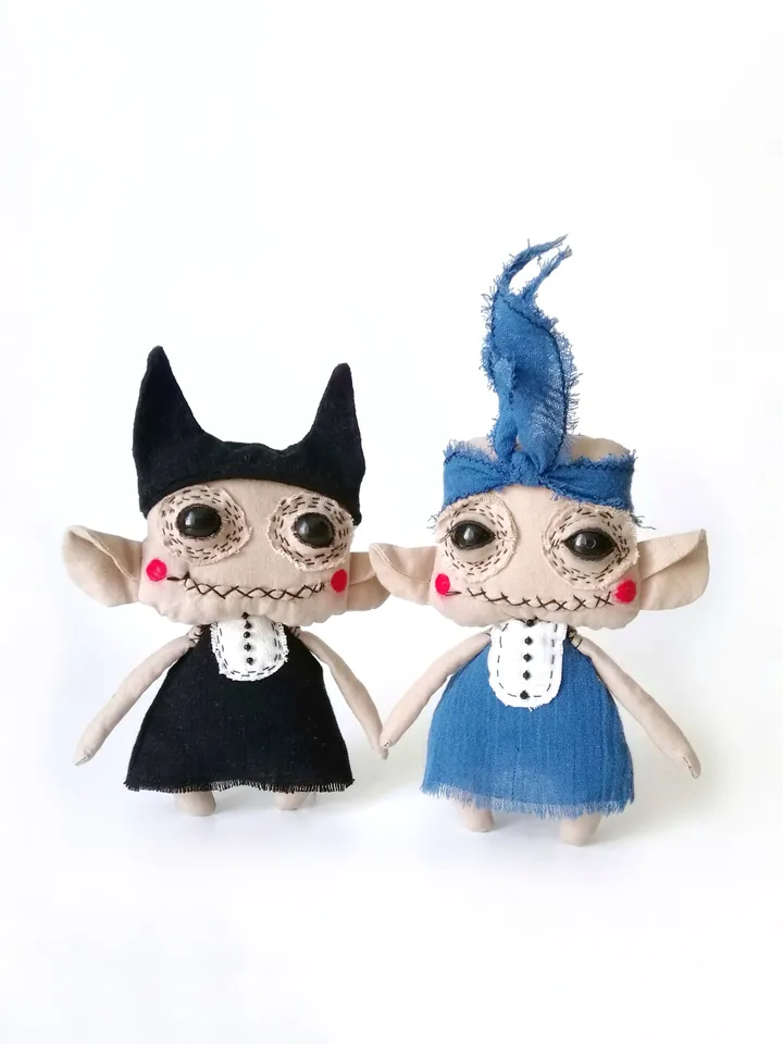 Handcrafted Art Dolls, Spooky Funny Fabric Interior Toys: One-of-a-Kind Weird Voodoo Dolls, Unique, Quirky and Whimsical. FREE SHIPPING!