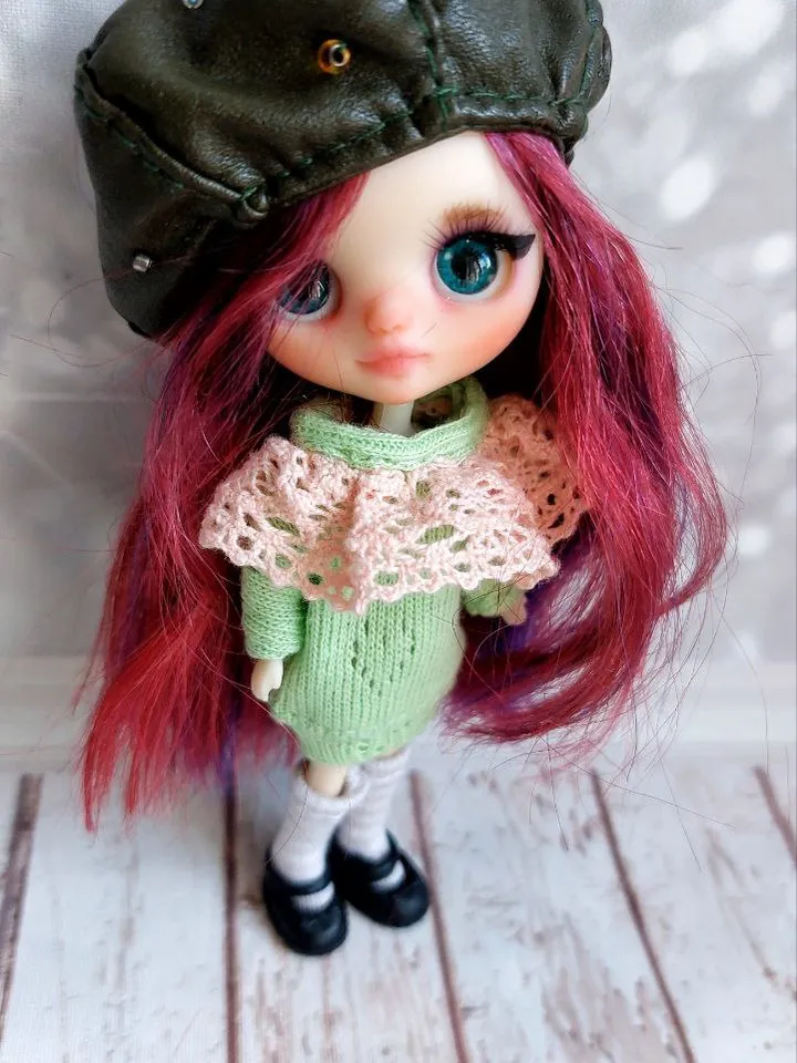 Reserve for Lori. Delicate and sweet Petite Blythe doll with unusual hair and beautiful eyes.